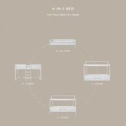 LIFETIME Kidsroom Hemelbed 4‑In‑1 – Premium Rolbodem Wit Hot