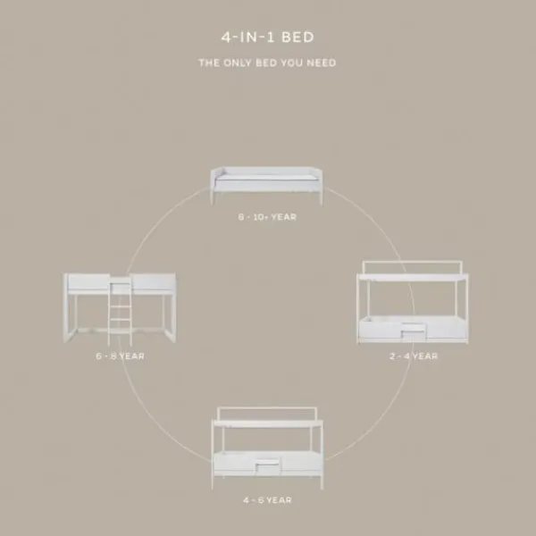 LIFETIME Kidsroom Hemelbed 4‑In‑1 – Premium Rolbodem Wit Hot