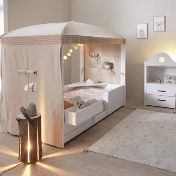 LIFETIME Kidsroom Hemelbed 4‑In‑1 – Premium Rolbodem Wit Hot