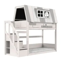 LIFETIME Kidsroom Stapelbed Met Trapkast - Premium Rolbodem Wit Clearance