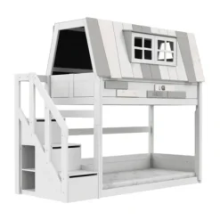 LIFETIME Kidsroom Stapelbed Met Trapkast - Premium Rolbodem Wit Clearance