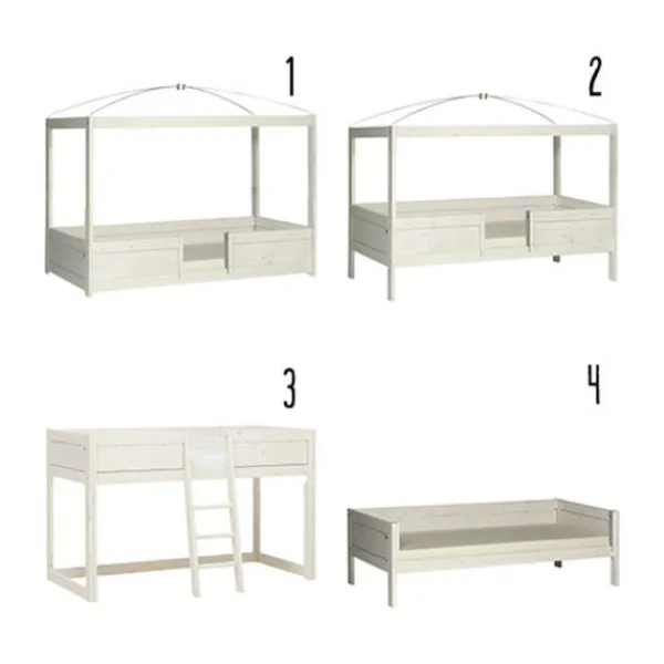 LIFETIME Kidsrooms 4 in 1 Hemelbedcombinatie Luxe Gelakt Wit Outlet