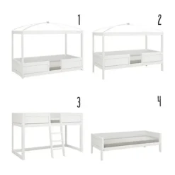 LIFETIME Kidsrooms 4 in 1 Hemelbedcombinatie Luxe Gelakt Wit Outlet
