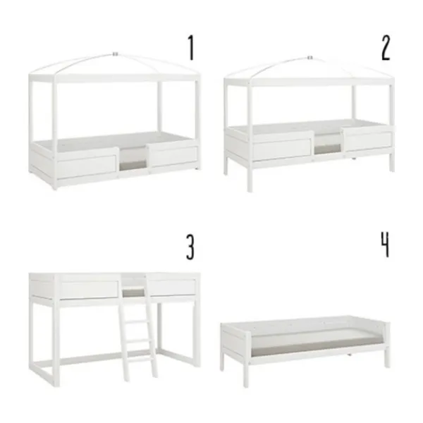 LIFETIME Kidsrooms 4 in 1 Hemelbedcombinatie Luxe Gelakt Wit Outlet