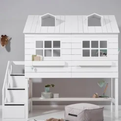 LIFETIME Kidsrooms Halfhoogslaper Lakehouse Luxe Wit Gelakt Hot