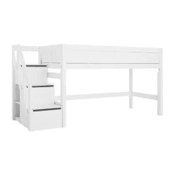 LIFETIME Kidsrooms Halfhoogslaper Met Trapkast Luxe Whitewash Wit Clearance