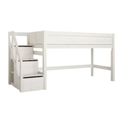 LIFETIME Kidsrooms Hoogslaper Met Trapkast Luxe Whitewash Clearance