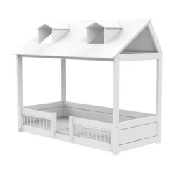 LIFETIME Kidsrooms 2-in-1 Bed - Beach House - 90x200 cm - Wit Gelakt New