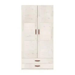 LIFETIME Kidsrooms Kledingkast 2-Deurs - 2 Laden - Tussenwand - White Wash New