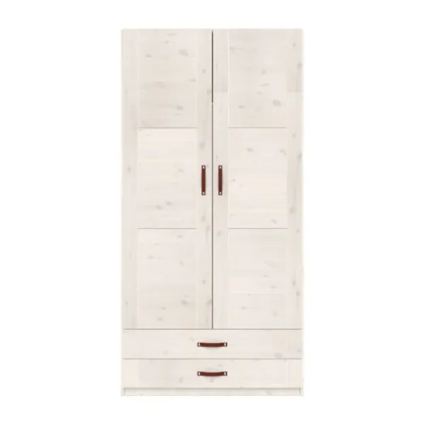 LIFETIME Kidsrooms Kledingkast 2-Deurs - 2 Laden - Tussenwand - White Wash New
