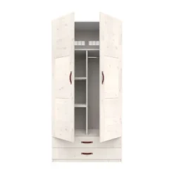 LIFETIME Kidsrooms Kledingkast 2-Deurs - 2 Laden - Tussenwand - White Wash New