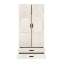 LIFETIME Kidsrooms Kledingkast 2-Deurs - 2 Laden - Tussenwand - White Wash New