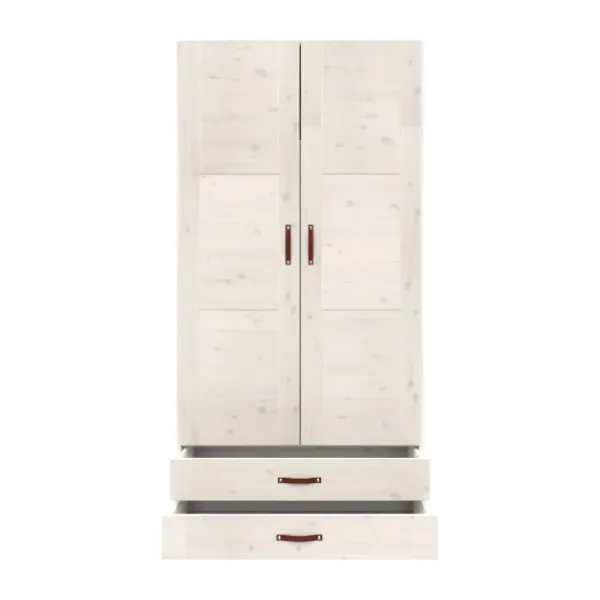 LIFETIME Kidsrooms Kledingkast 2-Deurs - 2 Laden - Tussenwand - White Wash New