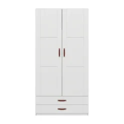 LIFETIME Kidsrooms Kledingkast 2-Deurs - 2 Laden - Tussenwand - White Wash New