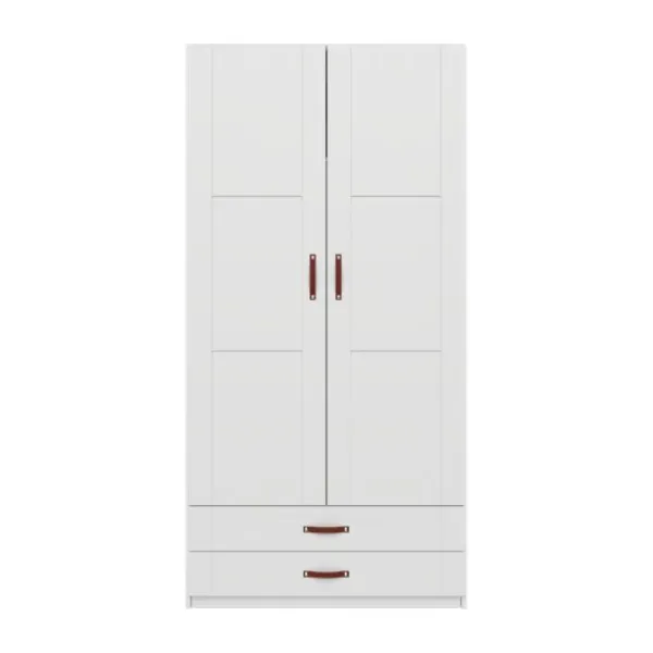 LIFETIME Kidsrooms Kledingkast 2-Deurs - 2 Laden - Tussenwand - White Wash New