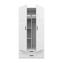 LIFETIME Kidsrooms Kledingkast 2-Deurs - 2 Laden - Tussenwand - White Wash New