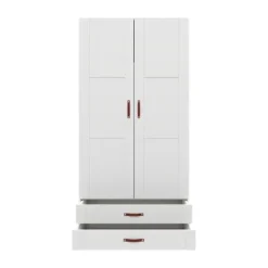 LIFETIME Kidsrooms Kledingkast 2-Deurs - 2 Laden - Tussenwand - White Wash New