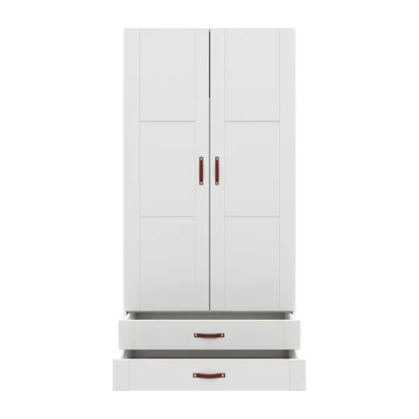 LIFETIME Kidsrooms Kledingkast 2-Deurs - 2 Laden - Tussenwand - White Wash New