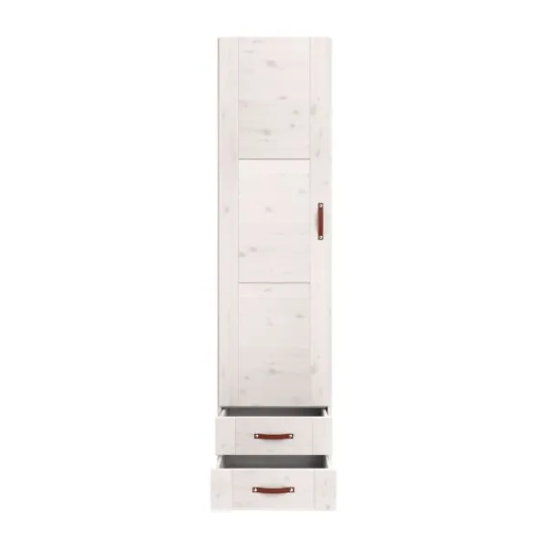 LIFETIME Kidsrooms Kledingkast 1-Deurs - 2-Lades - White-Wash Wit Hot
