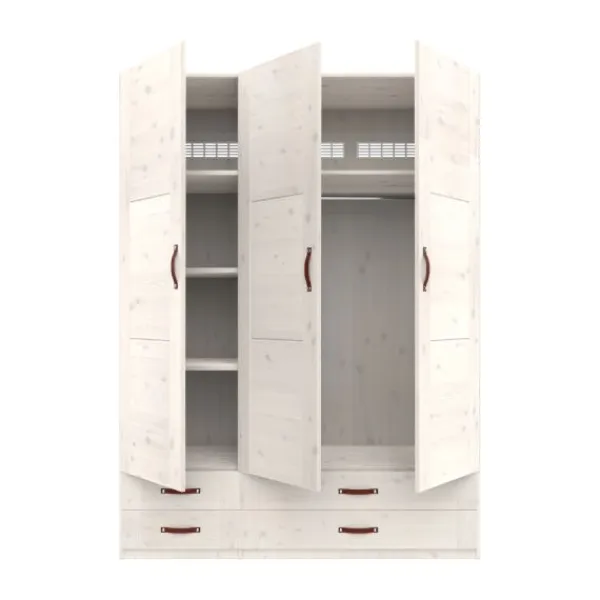 LIFETIME Kidsrooms Kledingkast 3-Deurs - 4 Laden - White Wash Online