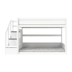 LIFETIME Kidsrooms Laag Stapelbed Met Trapkast -Whitewash - Rolbodem