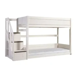 LIFETIME Kidsrooms Laag Stapelbed Met Trapkast - Whitewash - Luxe Lattenbodem Hot