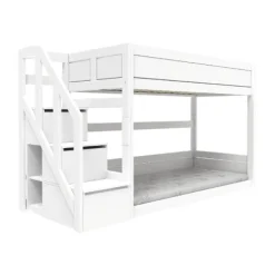 LIFETIME Kidsrooms Laag Stapelbed Met Trapkast - Whitewash - Luxe Lattenbodem Hot