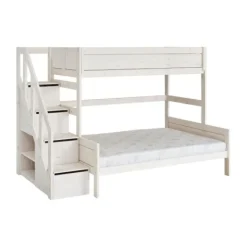 LIFETIME Kidsrooms Stapelbed Family met Trapkast Whitewash 140 x 200 cm Wit Hot