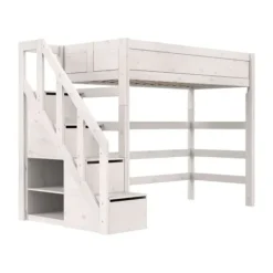 LIFETIME Kidsrooms Hoogslaper met Trapkast – 90×200 cm – Premium Rolbodem Wit Sale