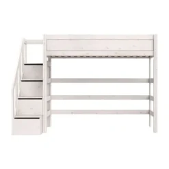 LIFETIME Kidsrooms Hoogslaper met Trapkast – 90×200 cm – Premium Rolbodem Wit Sale