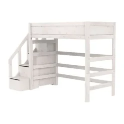 LIFETIME Kidsrooms Hoogslaper met Trapkast – 90×200 cm – Premium Rolbodem Wit Sale