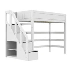 LIFETIME Kidsrooms Hoogslaper met Trapkast – 90×200 cm – Premium Rolbodem Wit Sale