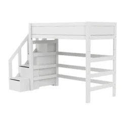 LIFETIME Kidsrooms Hoogslaper met Trapkast – 90×200 cm – Premium Rolbodem Wit Sale