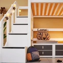 LIFETIME Kidsrooms Hoogslaper met Trapkast – 90×200 cm – Premium Rolbodem Wit Sale