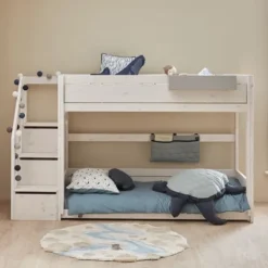 LIFETIME Kidsrooms Stapelbed Laag met Trapkast – 90×200 cm – Premium Rolbodem Wit Best