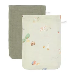 Little Dutch Little Farm Washandjes - Olive - 2 Stuks New