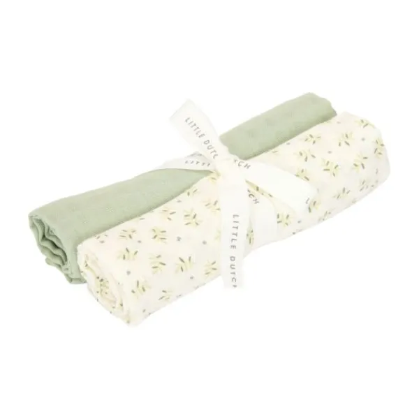 Little Dutch Swaddle Doeken Hydrofiel - Blueberry Leaves & Sage - 70x70 cm Best