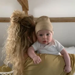 Lodger Seersucker Mutsje - 0-6 Mnd - Beige Online