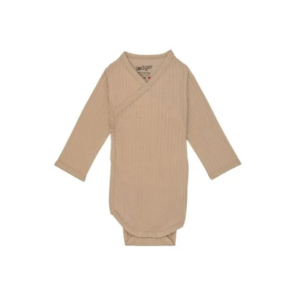 Lodger Seersucker Overslagromper - Lange Mouw - Mt. 50 - Beige Online