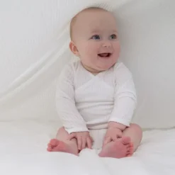 Lodger Seersucker Overslagromper - Lange Mouw - Mt. 62 - Cloud Dancer Discount