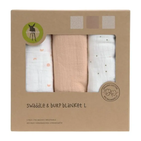Lässig Swaddle & Burp L Multidoek - GOTS - 3pcs - 85 x 85 cm - Leave Olive Discount