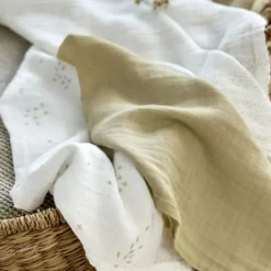 Lässig Swaddle & Burp M Multidoek - GOTS - 3pcs - 60 x 60 cm - Leave Olive / Milky Groen Clearance