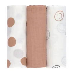 Lässig Swaddle Doek (3 stuks) 85 x 85 cm - Tiny Smile - Maple Hot