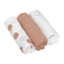 Lässig Swaddle Doek (3 stuks) 85 x 85 cm - Tiny Smile - Maple Hot