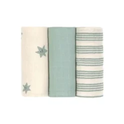 Lässig Tiny Team Swaddle & Burp Doeken - 3 Stuks - 60 x 60 cm - Granite Green New