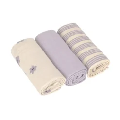 Lässig Tiny Team Swaddle & Burp Doeken - 3 Stuks - 60 x 60 cm - Pastel Lila Sale