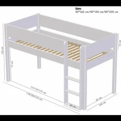 Manis-h ARN Combinatie Halfhoog Bed Met Lattenbodem En Extra Opbergruimte - 90 x 200 cm Online