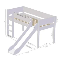 Manis-h Combinatie Halfhoog Bed Met Lattenbodem - LOKE - 90x160 cm
