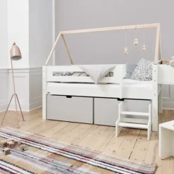 Manis-h Combinatiebed Met Lattenbodem En Hoge Lades - NANNA - 90x200 cm New