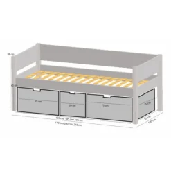 Manis-h Combinatiebed Met Lattenbodem En Hoge Lades - NANNA - 90x160 cm Online